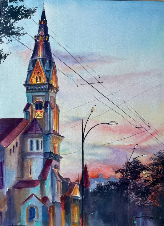 Odessa Church At Sunset